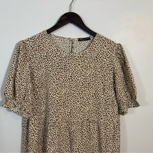 PrettyGarden Leopard Print Tiered Midi Dress – Size Large